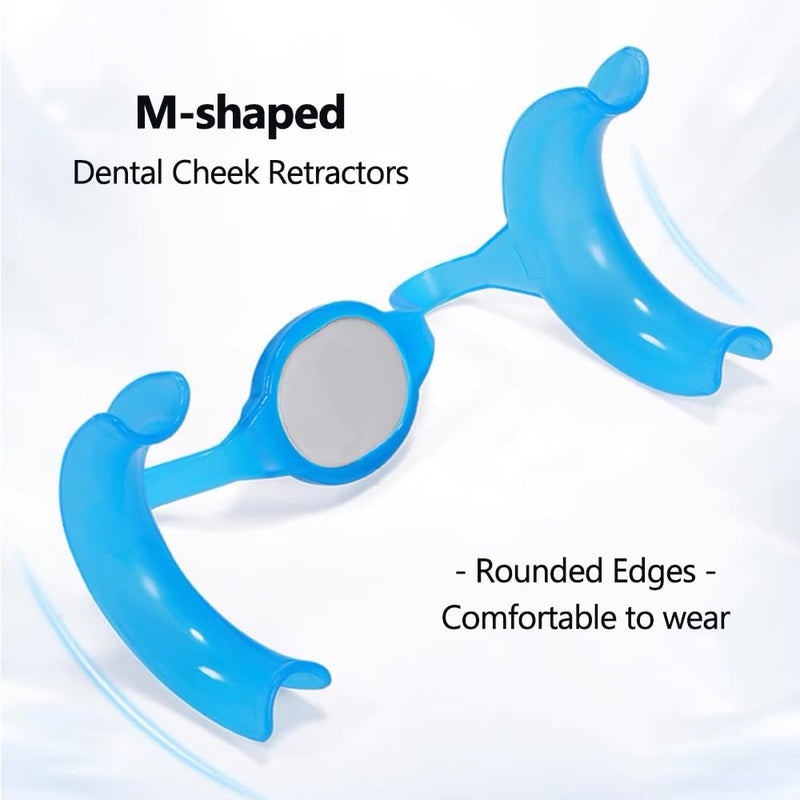 [Australia - AusPower] - Dental Cheek Retractor with Mirror, Mouth Opener for Teeth Whitening & Repairing, M shape Lip Protector Dentist Supplies, 10 PCS 