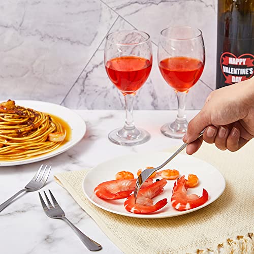 Zubebe 48 Pcs Oyster Fork Appetizer Seafood Forks Portable Stainless Steel dinnerware 3 Prong Fruit Small Cocktail Salad Dessert tableware for Tasting Crab Escargot Party Travel, 5.5 Inch Silver