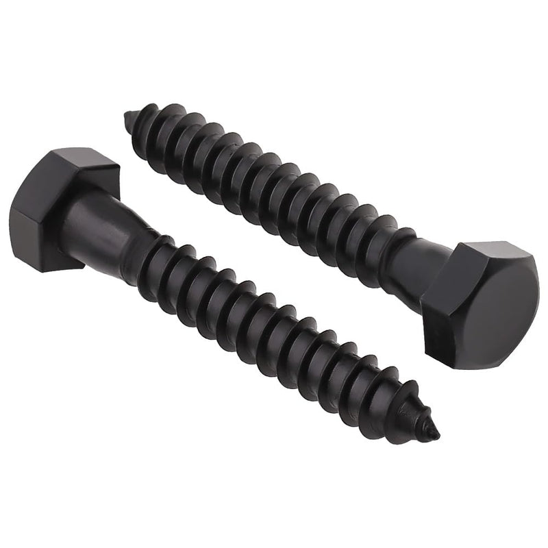 [Australia - AusPower] - 1/2 x 3 (8 Pack) Stainless Steel Hex Lag Bolts, Hexagon Head Lag Screws Bolts, Stainless Steel 304 (18-8), UNC Coarse Thread, Tip Point, Deck Screws, Black Coated 1/2 x 3" 8 