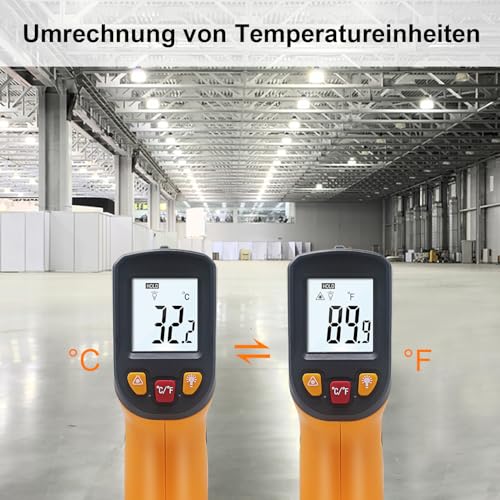 KETOTEK Infrared Thermometer Laser Digital IR Pyrometer Non-Contact Temperature Gun -50°C to 400°C Temperature Meter for Cooking Barbecue Freezer Industrial Food KT400Y