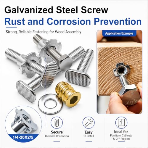Taiss 80-piece 1/4-20 T-track knob and bolt kit for woodworking jigs and fixtures