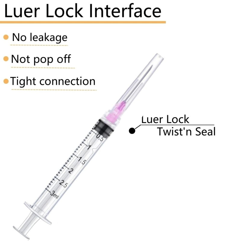[Australia - AusPower] - 50 Pack 3ml Luer Lock with 18 Gauge 1.5 Inch for Scientific Labs Measuring and Dispensing, Individually Sealed Wrapped 50 3ml 18ga 