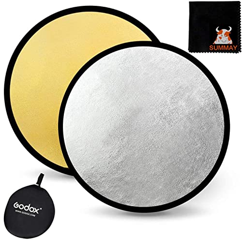 GODOX 43" 110cm 2-in-1 Collapsible Round Portable Disc Light Reflector with Bag for Studio and Photography - Gold, Silver