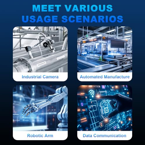 9.9FT M12 8 Pin X Code Male to RJ45 Industrial Cable High Flexible Shielded Ethernet Cable for Industrial Camera 3M 9.9 Feet