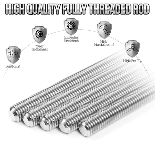 2Pcs Fully Threaded Rod & Studs, M18 x 200mm Long Threaded Screw, 2.5mm Thread Pitch, 304 Stainless Steel Right Hand Thread Bar Studs for Furniture Machinery Assembly