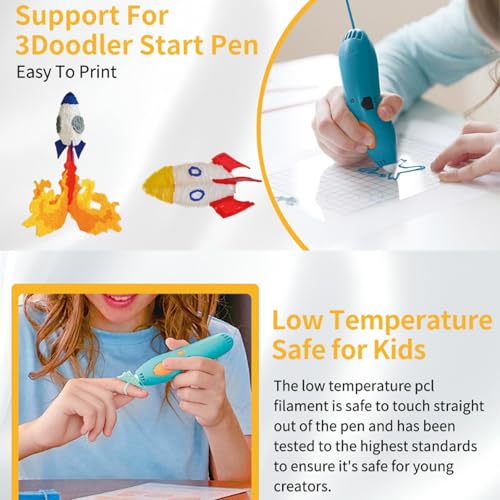 300Pieces Low Temperature PCL 2.5mm 3D Pen Filament Refills 30 Colours (10 per Colour, 15cm Each) Compatible with 3Doodler Start 3D Printing Pen and 3D Doodle Pen for Children
