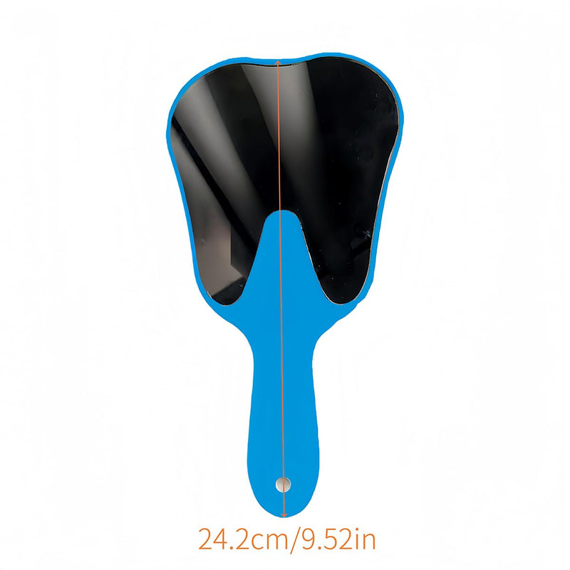 WANGCL Tooth Shaped Mirror, Portable Tooth Shaped Mirror, Plastic Handle for Dentist Decorations, Oral Clinic, Salon, Hairdresser (Blue)