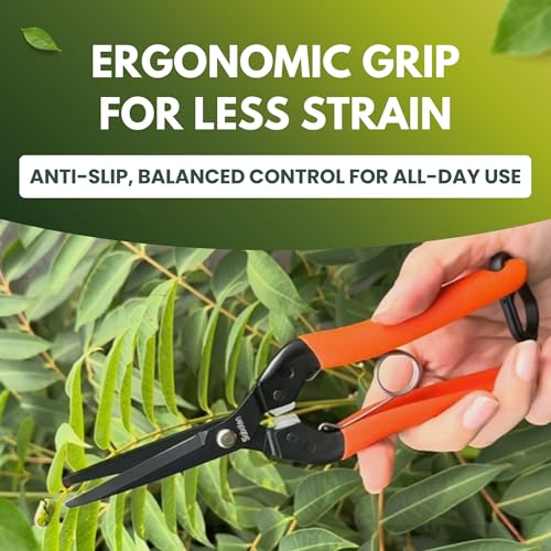 forest Originals Saboten 7.9-inch Japanese harvesting shears with straight fluorine-coated stainless steel blade and spring grip