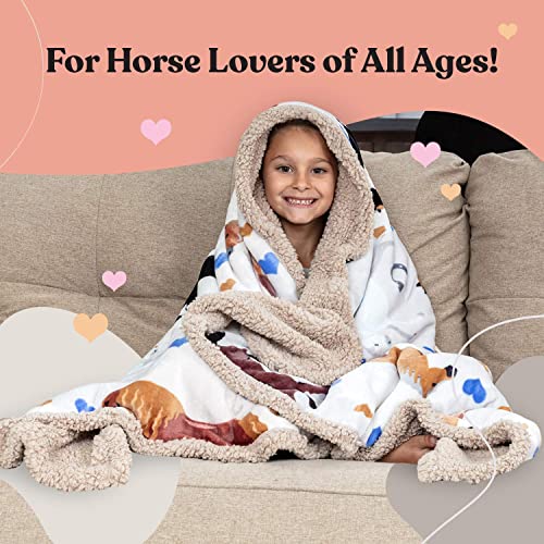 Horse Blanket for Girls, 50x60 Soft and Cozy Horse Throw Blanket for Girls