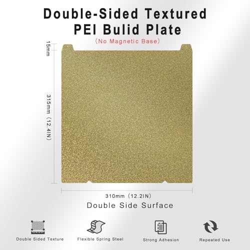 K1C 235x235mm Double Sided PEI Printing Plate Steel Textured Plate for K1/K1C/Ender 3 V3 KE/Ender 3 Pro/Ender 3 V2/Ender 3 V2 Neo, without Magnetic Base