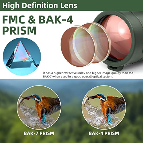 40x60 Monocular Telescope with Smartphone Holder & Upgraded Tripod, 2025 BAK4 Prism FMC Monoculars for Adults, HD Monocular Scope for Bird Watching Hiking Concert Camping Travelling