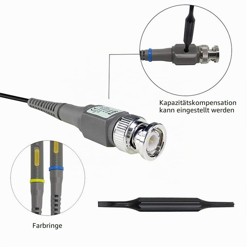 Oscilloscope Probe P6100 Set - Universal 100MHz 1X/10X Probe with Adapter for FNIRSI TC4 TC3 DSO152 DSO153 Oscilloscopes Adapter P6100+