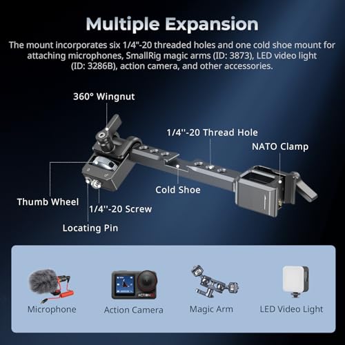 SmallRig Camera Monitor Mount w/Quick Release NATO Clamp, Cold Shoe Mount Classic