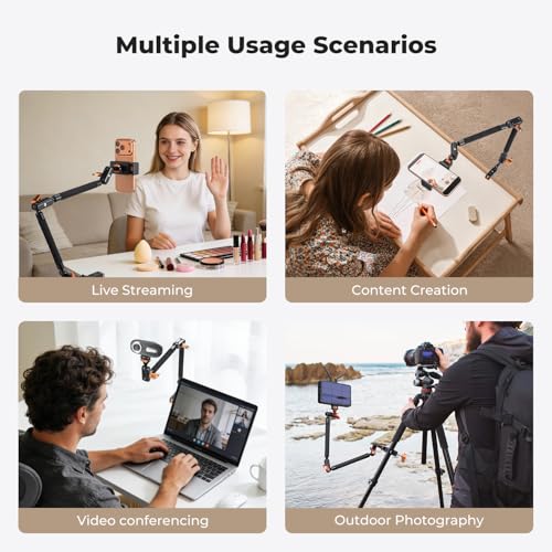 K&F CONCEPT 22" Magic Arm, Overhead Desk Camera Arm Mount, Long Articulating Friction Boom Arm for Phone, Action Camera, LED Light, Microphone 22" Magic Arm Only