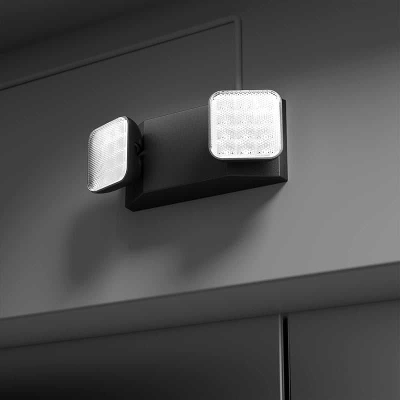 1 Pack Black Led Exit Sign with Emergency Lights &Battery Backup -Adjustable Hardwired 2 LED Head-UL Certified-120-277VAC/Commercial Emergency Lights Fixtures for Home/Business. 1 Pack