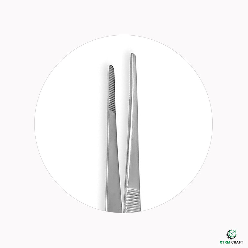 [Australia - AusPower] - Thumb Dressing Forceps, Mulipurpose Tweezer Stainless Steel, Serrated Tip Straight 4.5 Inch 4.5" 