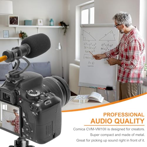 Camera Microphone,Comica CVM-VM10II Professional Video Microphone with Shock Mount, Deadcat,Compact Shotgun Mic Compatible with iPhone,DSLR Camera,Android Smartphones- Perfect for TikTok YouTube Vlog Black