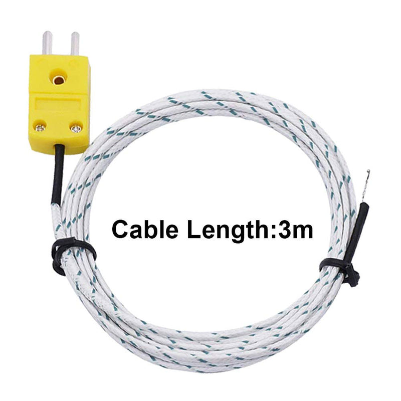 [Australia - AusPower] - DAOKI 5PCS K-Type Mini-Connector Thermocouple Temperature Probe 3M/9.8ft Wire Measure Range -50~400 °C（-58~752℉）for TM902C/ TES1310 Thermometer with 2PCS Thermocouple Plug 
