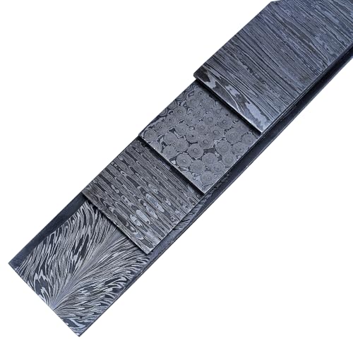 Damascus steel billet bar, Firestorm pattern, hand forged 1095 and 15N20 knife-making blank, 12 x 2 in