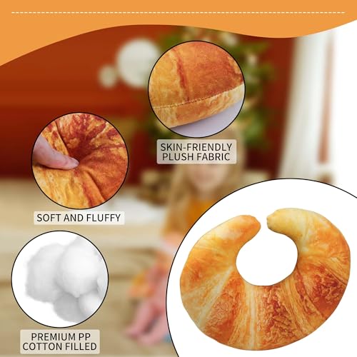 Goetland Croissant Pillow U Shpae Neck Pillow Bread Pillow Sofa Cushion Back Cushion for Kids Traveling Living Room Home Decor