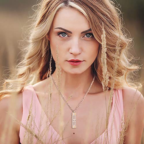 abooxiu Hourglass Urn Necklace for Ashes Cremation Jewelry for Ashes Stainless Steel Memorial Keepsake Ashes Necklace Rose Gold