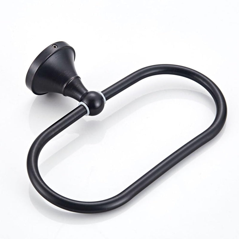 Antique Brass Oval Towel Ring 8.26'' /21cm Bathroom Towel Hanger Cabinet Towel Holder for Bathroom Kitchen Accessories Wall Mounted (Black) Black