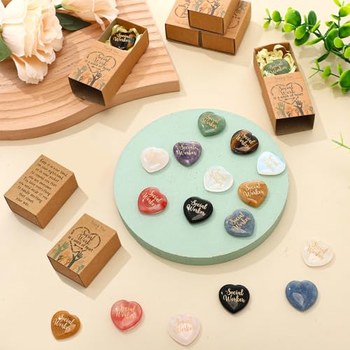 Motipuns 20 Sets Social Worker Appreciation Gifts Heart Pocket Hug Stones