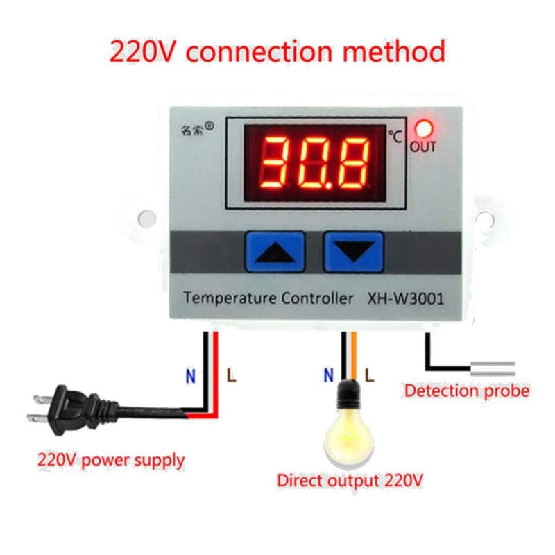 [Australia - AusPower] - Hailege XH-W3001 220V Digital LED Temperature Controller Thermostat Control Switch NTC 10K Probe 