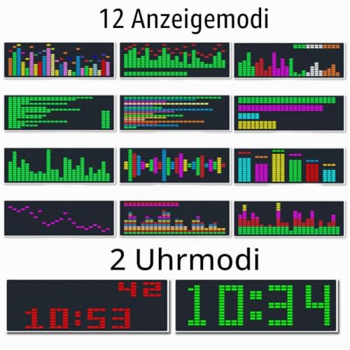 ZYWUOY LED Music Spectrum Display Module, LED Music Audio Spectrum Display, VU Meter, VFD Audio Atmosphere Display, Clock B