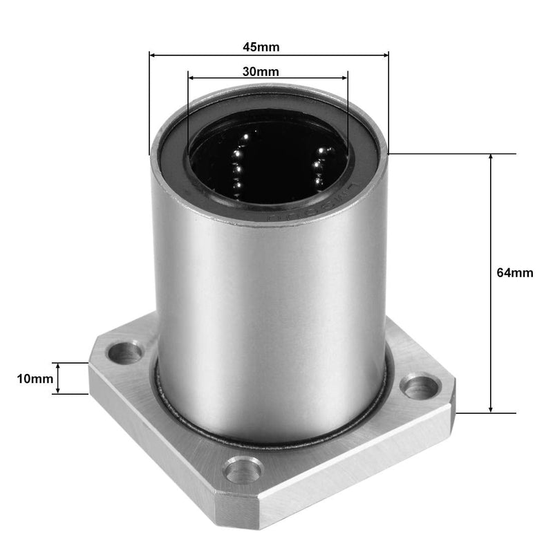 [Australia - AusPower] - Linear Ball Bearings, LMK30UU 30mm Square Flange Linear Motion Bushing Double Side Rubber Sealed for 30mm Linear Shaft CNC Machine 3D Printer 2 Pack Standard 