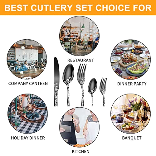 vilihkc 20 piece Unique Pattern Design Silverware Set, Stainless Steel Flatware Set Service for 4, Rose gold Cutlery Set, Mirror Polished Utensil Set for Kitchen, Dishwasher Safe
