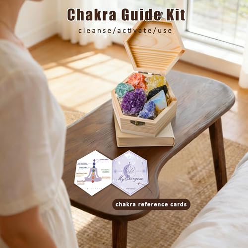 7 Chakra Healing Crystals Set with Guide Cards for Beginners