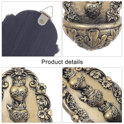 KOMI Holy Water Font for Home, Wall Hanging, Catholic Decor, Bronze-tone Resin, Sacred Heart of Jesus Sacred Heart-2