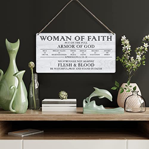 MIGUMUTU Put on the Full Armor of God Quote Home Wall Decor Wooden Signs Rustic Farmhouse Woman Of Faith Hanging Wall Plaque Religious Sign
