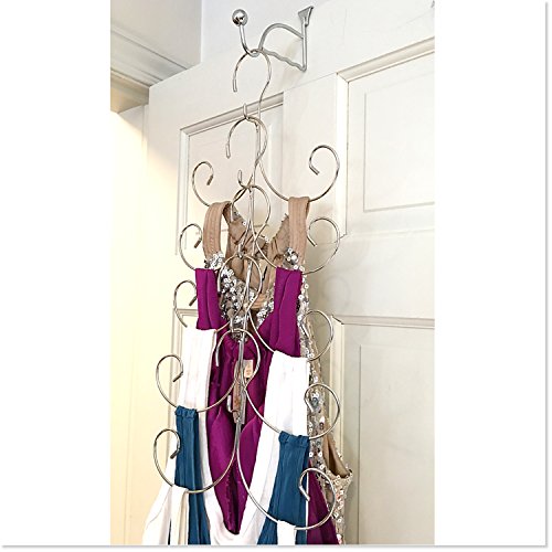 Non-Slip Cascading Hanger - Curly Hanger for Tank Tops, Sports Bra, Yoga Tops, Lingerie, Swimsuits by Boottique (Chrome- Set of 10)