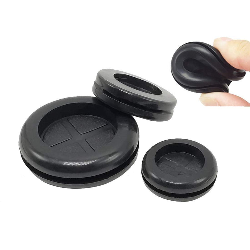 Flyshop 4-Pack Round Double-Sided Black 30 mm 1-3/16" Rubber Grommet, 25 mm 1" ID, Hole Grommet Synthetic Rubber Grommets Wire Protection 1-3/16" (30mm) Drill Hole