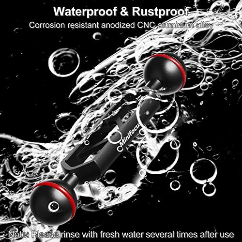 MINIFOCUS 5" Double Ball Aluminum Extension Arm, 1" Ball Head Connector Underwater CNC Arm System Ball Head Extension for Strobe/Video Light/Diving Camera Tray, Waterproof and Rustproof (2pack) 5" Extension Arm