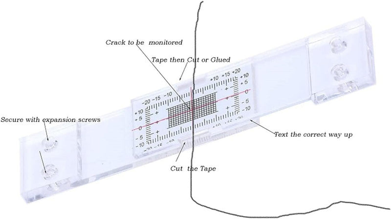 [Australia - AusPower] - Fanxinzttc 3 Sets Manual Masonry Crack Measuring Device Monitor Crack Monitor for Measuring and Recording Lesions and Cracks in Flat Masonry Surfaces 