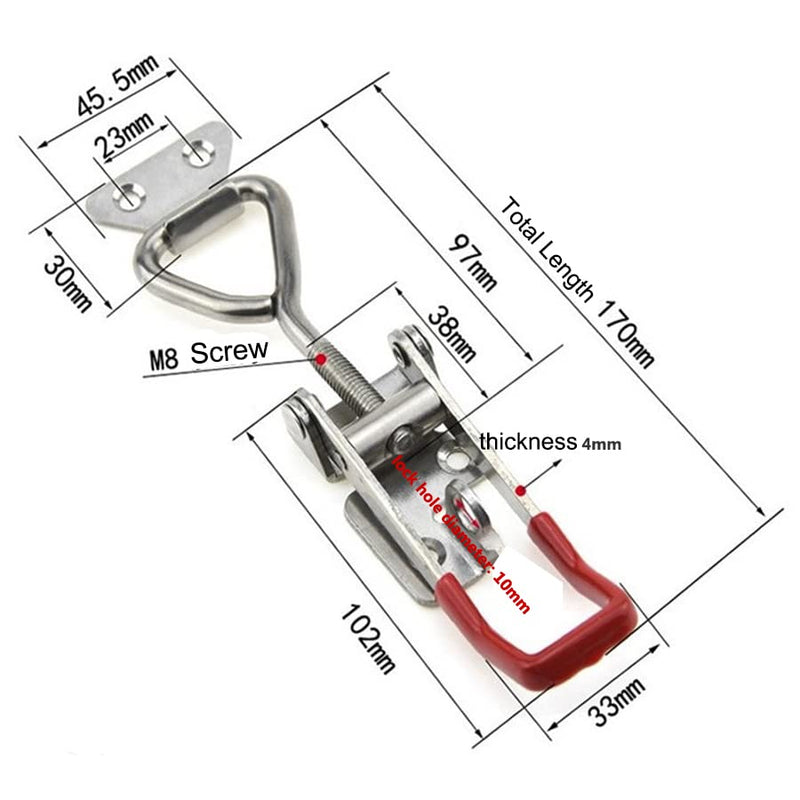 [Australia - AusPower] - 4003 Toggle Latch Clamp, 304 Stainless Steel Adjustable Toggle Latches With Lock Hole, 1320Lbs Holding Capacity Heavy Duty Toggle Clamp for Smoker Lid Jig, ToolBox Case, 2pack 4003-2pcs(304 Stainless Steel) 