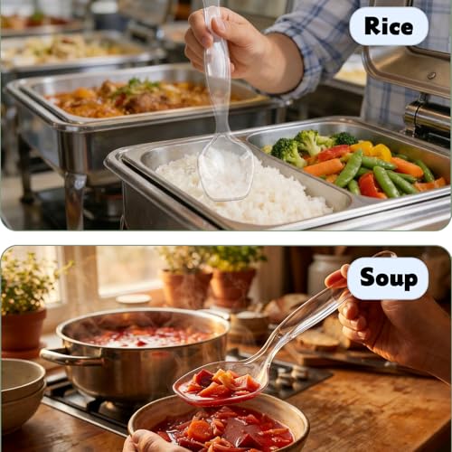 40 Pcs Large Plastic Serving Utensils Set - Serving Tongs, Serving Forks, Serving Spoons - Heavy Duty Disposable Serving Utensils for Parties, Buffet, Catering Supplies (Clear, 40 Pcs) Clear