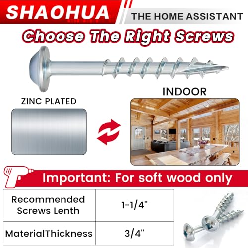 1200 Pcs #8 1-1/4" Pocket Hole Screws, Coarse Thread for Furniture, Cabinets, Compatible with Kreg Jig, Zinc Plated Pocket Screws for Indoor Use, Portable Handheld Box w/ SQ2 Square Drive Bit A. #8 1-1/4"