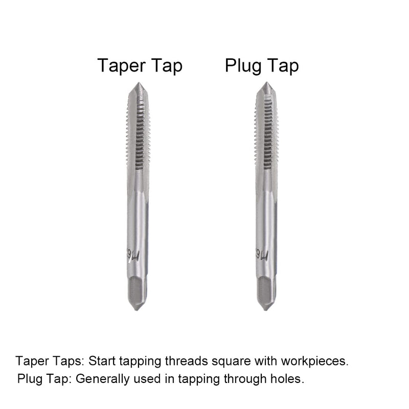 [Australia - AusPower] - uxcell 5 Pairs Metric Hand Threading Tap Set M6 Thread 1mm Pitch Taper & Plug Milling Taps Straight Flutes High Speed Steel M6 x 1 