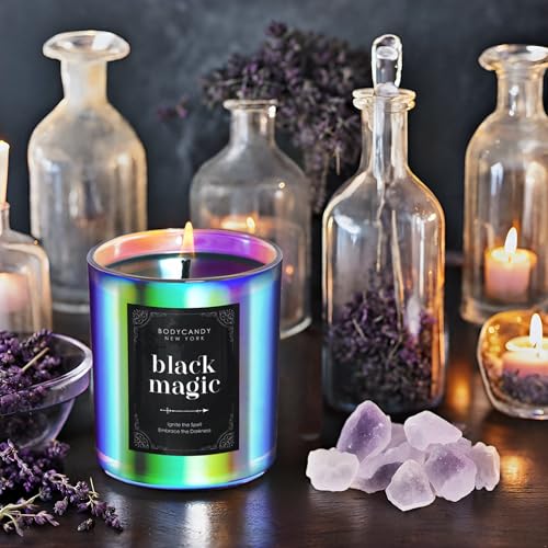 BCNY Black Magic Candle – Cool Spiritual Scented Black Candle Enchantment, Scented Aromatherapy Soy Candles Gifts for Men Women – Transform Your Home with Mystical Ambiance – Handcrafted in USA