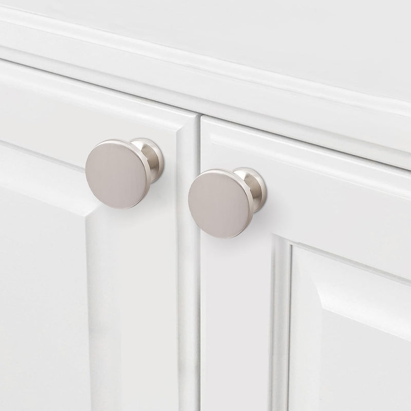 10 Pack Brushed Satin Nickel Kitchen Cabinet Handles - Solid Drawer Knobs Hardware - Zinc Alloy Dresser Handles 1-1/4" Diameter（32mm） 10