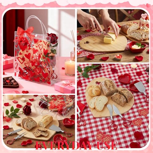 Acellegic 13 Pcs Heart Shaped Charcuterie Board Gift Set, 11 Inch Heart Cheese Board with Ceramic Bowls, Cheese Knives, Towel, Wedding Bridal Shower Engagement Gift for Bride, Newlyweds, Couples