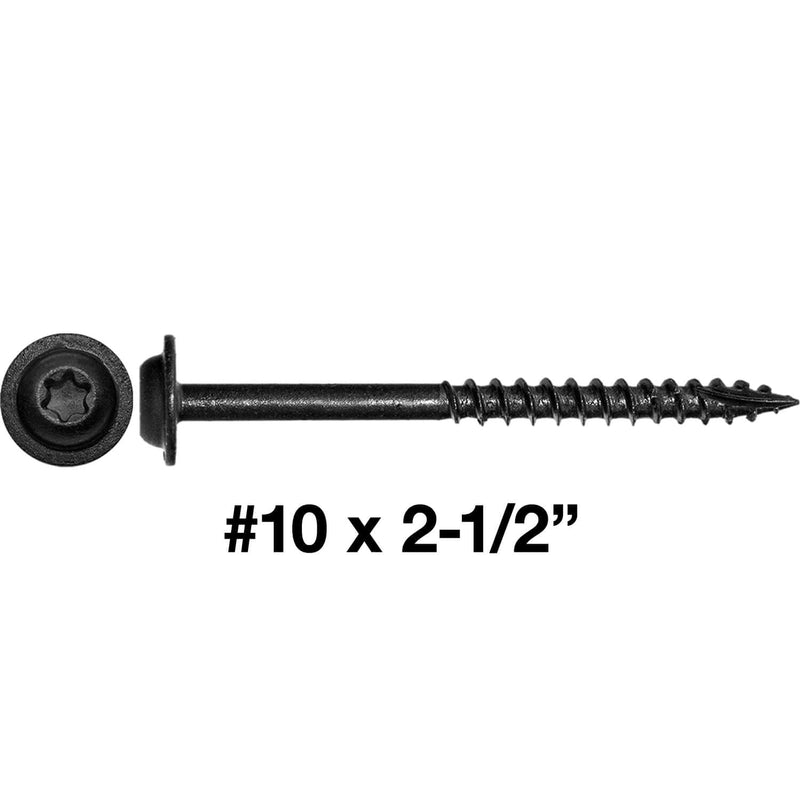 #10 x 2-1/2" Round Washer Head Truss Head Screw. Torx/Star Drive Head Wood Screws. Multipurpose Cabinet, Furniture, Siding and Trim and General Construction - 1 Pound ~72 Screws 10x2-1/2" 1 Pound ~72 Screws