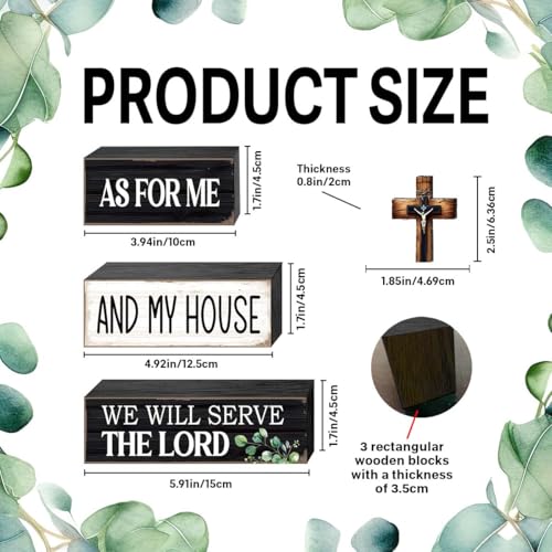 4 Pcs Bible Verse Table Decoration,As for Me and My House We Will Serve the Lord Wooden Block Signs,Scripture Table Centerpiece for Christian Home Office Church Bible3