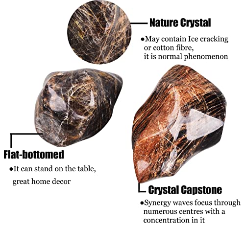 AMOYSTONE Black Moonstone Flame Shaped Towers Large Healing Crystal Stone Home Decor 1.0-1.5LBS 1.0-1.5 Pound