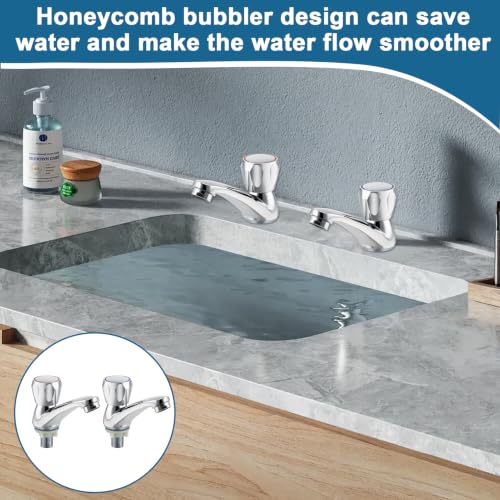 2 PCS Bathroom Taps, Hot and Cold Metal Basin Taps Pair