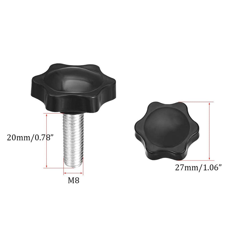 [Australia - AusPower] - NACX M8 x 20mm Thread Clamping Knob, Thumb Screw, Star Hand Knob Tightening Screw Knob for Machinery, 20Pcs 